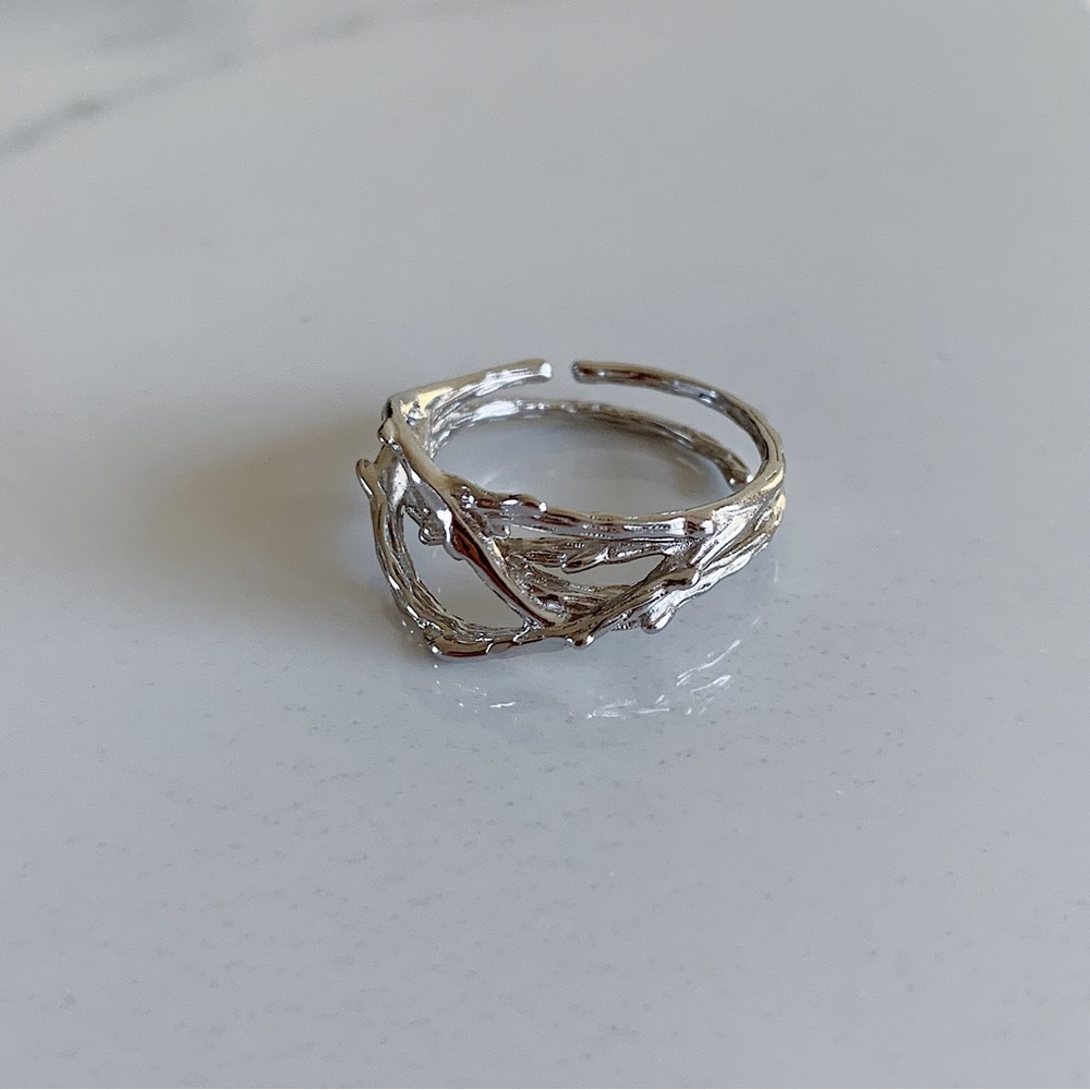 Irregular silver ring net ring multi layer ring sterling silver ring - Picture 4 of 7